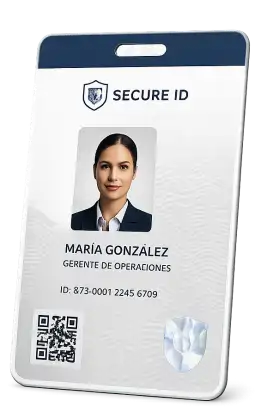 Credencial Secure ID de María González, Gerente de Operaciones